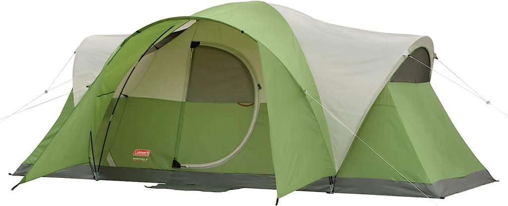 Barraca de acampamento Coleman Montana, barraca familiar para 6/8 pessoas com Rainfly incluído, bolsa de transporte e interior espaçoso, cabe em vários colchões queen size e é configurada em 15 minutos