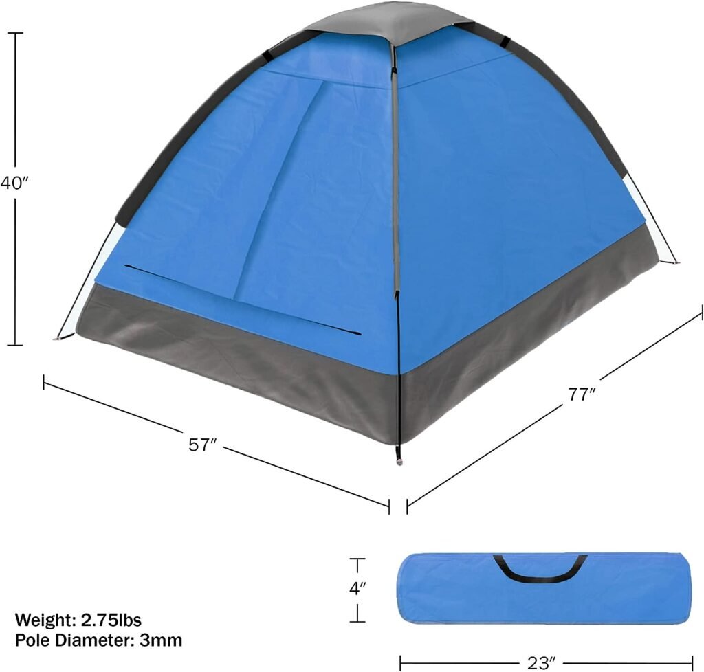 Tenda da campeggio per 2 persone – Include copertura antipioggia e borsa per il trasporto – Tenda da esterno leggera per zaino in spalla, escursionismo o spiaggia di Wakeman Outdoors