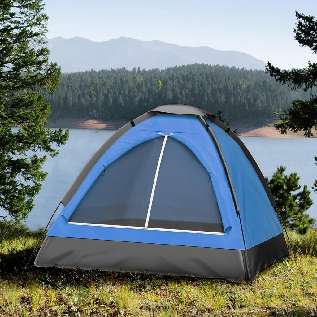 Tenda da campeggio per 2 persone – Include copertura antipioggia e borsa per il trasporto – Tenda da esterno leggera per zaino in spalla, escursionismo o spiaggia di Wakeman Outdoors