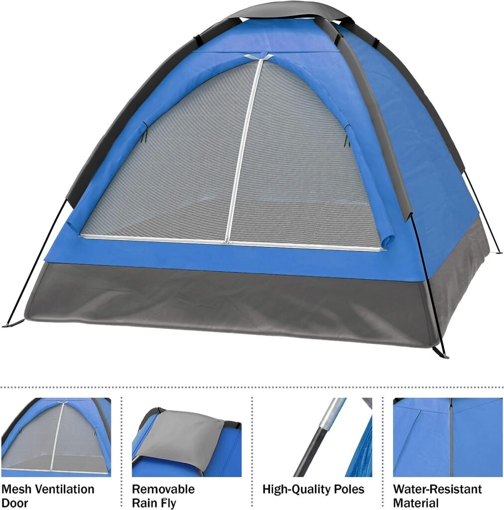 Tenda da campeggio per 2 persone – Include copertura antipioggia e borsa per il trasporto – Tenda da esterno leggera per zaino in spalla, escursionismo o spiaggia di Wakeman Outdoors