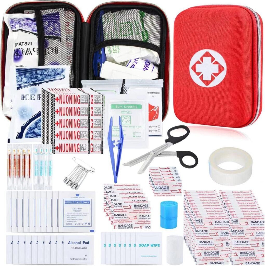 Kit de premiers secours personnel 276 pièces pour fournitures d'urgence en voiture, mini sac compact pour sac à dos, kit de survie de base pour le camping, randonnée, voyage, matin avec ciseaux