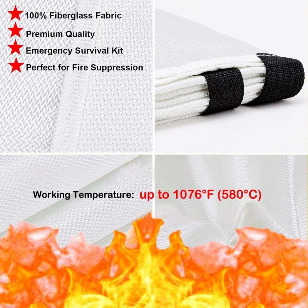 Tonyko Couverture anti-feu en fibre de verre pour survie d'urgence, protection ignifuge et isolation thermique avec différentes tailles (39,3 × 39,3 pouces): Amazon.ca: Sports et Plein air