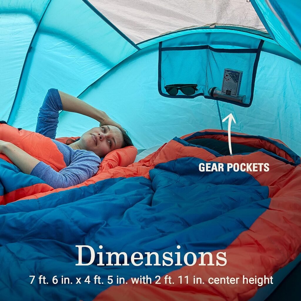 Tenda da campeggio pop-up Coleman con installazione istantanea, tenda per 2/4 persone si monta in 10 secondi, include pali preassemblati, tettuccio antipioggia regolabile e cuciture nastrate sul pavimento