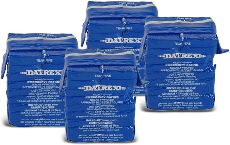 Barra alimentar de emergência Datrex 3600 calorias para kits de sobrevivência, preparação para desastres, equipamento de sobrevivência, suprimentos de sobrevivência, materiais escolares, kit para desastres 25,4 onças. (4 pacotes)