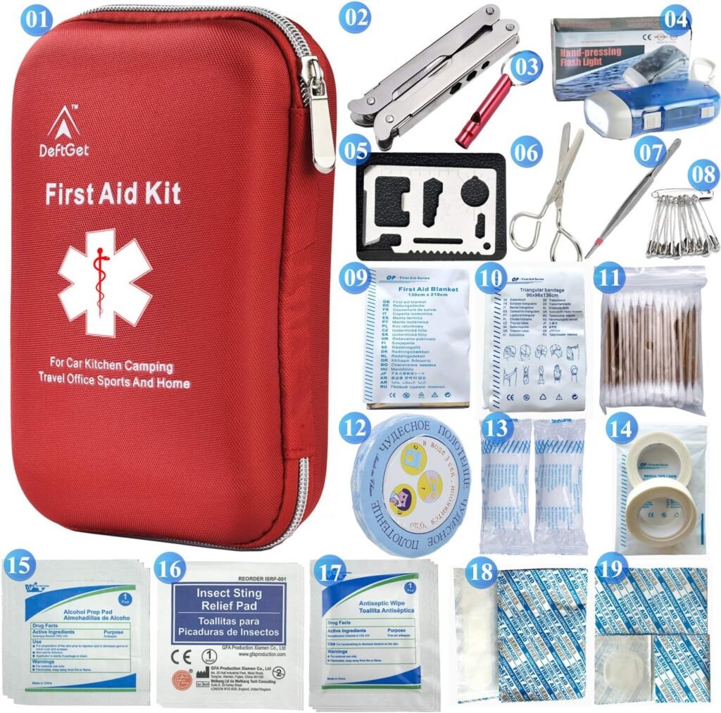 defget 163 Pezzi Kit di Pronto Soccorso Impermeabile IFAK Sistema Molle Portatile per Infortuni Essenziali Attrezzature di Emergenza Medica Kit di Sopravvivenza per Auto Cucina Campeggio Viaggi Ufficio Sport Casa